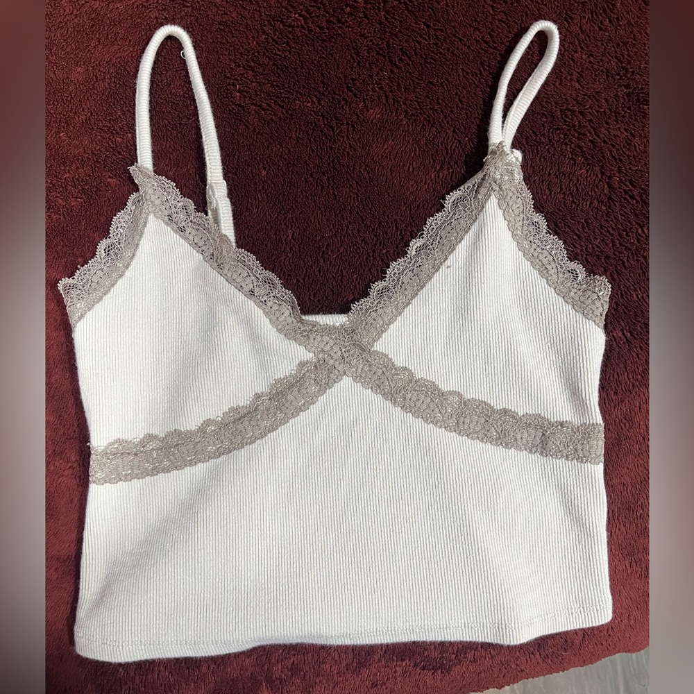 brown and beige garage crop tank